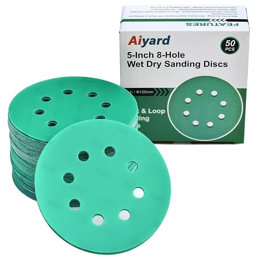 5-Inch 8-Hole Wet Dry Sanding Discs 2000 Grit, Polyester Film Backed Heavy-Duty by Aiyard