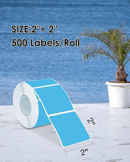 iEager Blue Square Thermal Label Stickers, 500 Sheets/Roll - Image 2