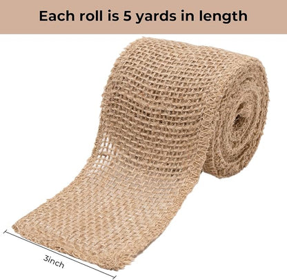 Natural Burlap Fabric Roll 10 Yards, 3 Inch Jute Ribbon - Image 3