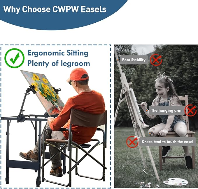 Artist Easel Stand Metal Foldable Portable Ergonomic Adjustable Easel - Image 2