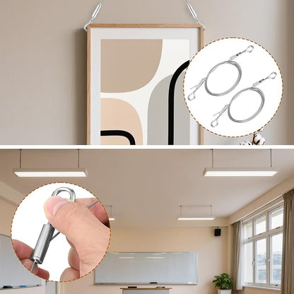 2 Pcs Heavy Duty Picture Hanging Wire Kit Adjustable Stainless Steel Wire Rope - Image 6