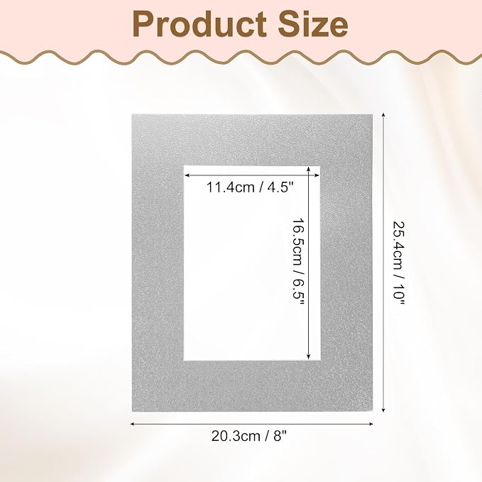 Picture Mats, 8 x 10 for 5 x 7 Pictures Acid Free White Core Bevel Cut Frame - Image 2