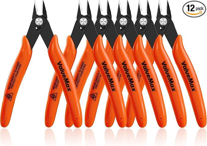ValueMax Flush Cutters 12 Pack, Small Diagonal Cutters by ValueMax