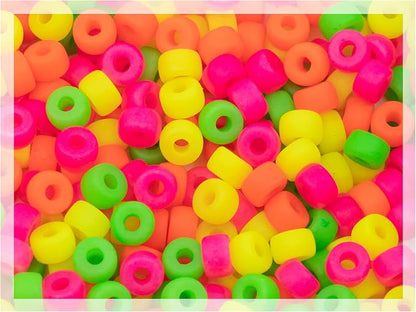 1.76 oz Mix of Big Pony Bagel Czech Glass Beads, 6mm Semi Matte Neon Mix by CzechBeadsManufacturer