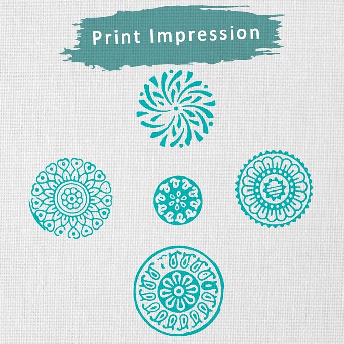 Round Shape Wooden Stamp Block for Block Printing - Image 3