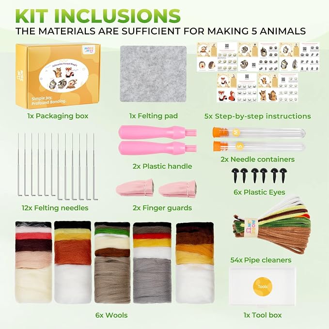 MOREJMTT Needle Felting Kit, Wool Felt Needle Felting Tools Foam Pad, Craft - Image 2
