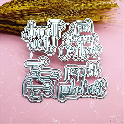 Cutting Dies Metal Stencils Scrapbooking Tools Happy Birthday Thankyou DIY - Image 3