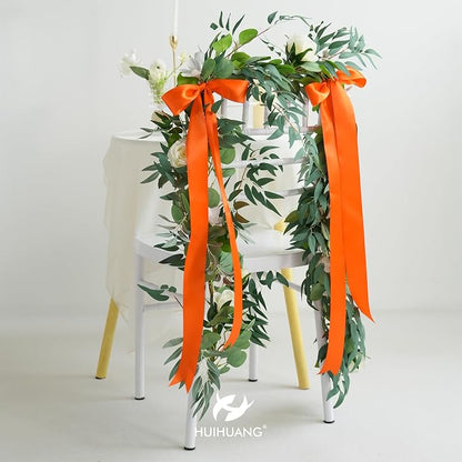 HUIHUANG Orange Satin Ribbon 2 inch Wide Double Faced Satin Ribbon Orange Ribbon - Image 4