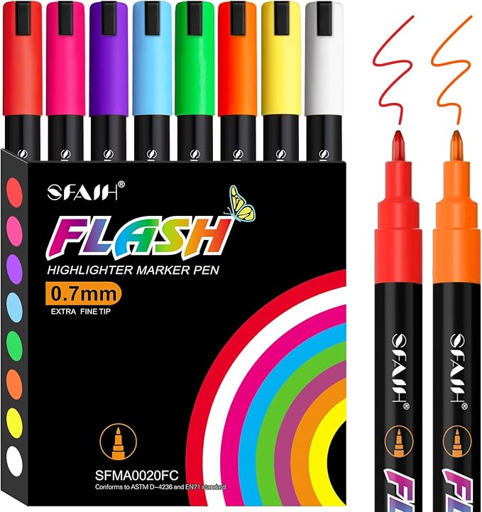 SFAIH 8 Vibrant Liquid Chalk Markers Erasable by SFAIH