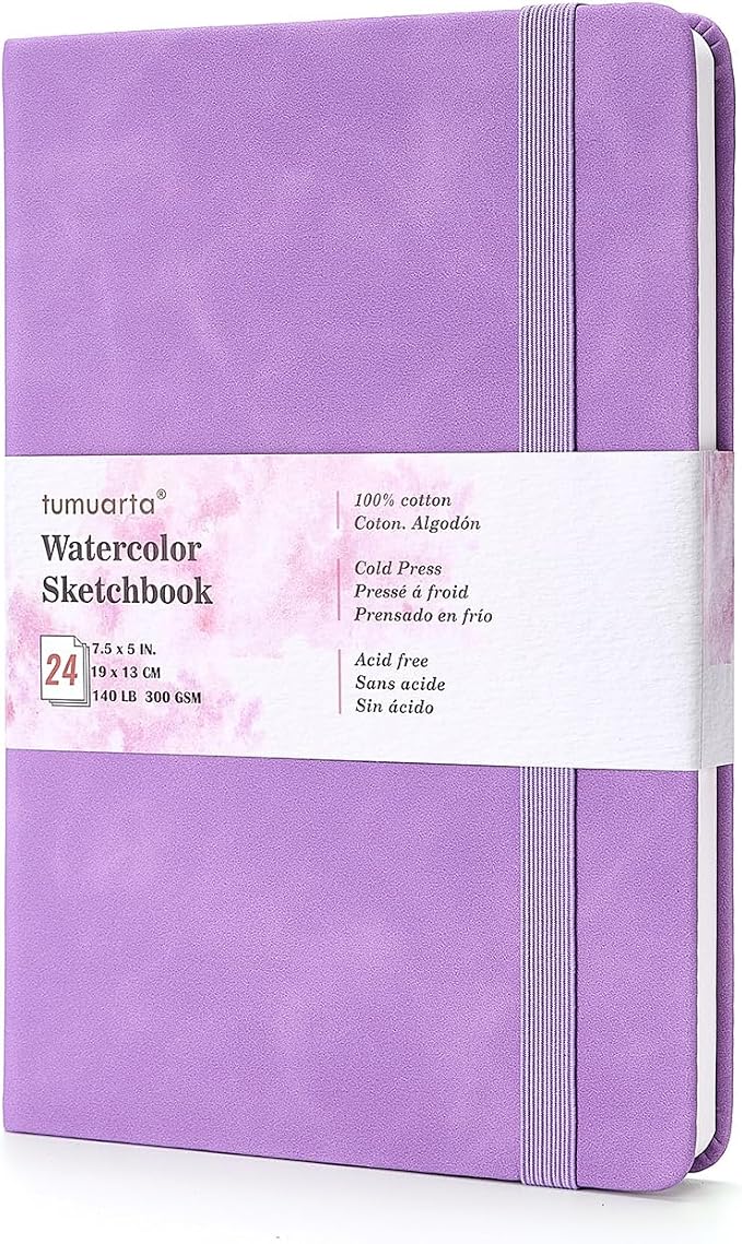 tumuarta 100% Cotton Watercolor Journal Sketchbook, Cold Press, 7.5x5 in by tumuarta