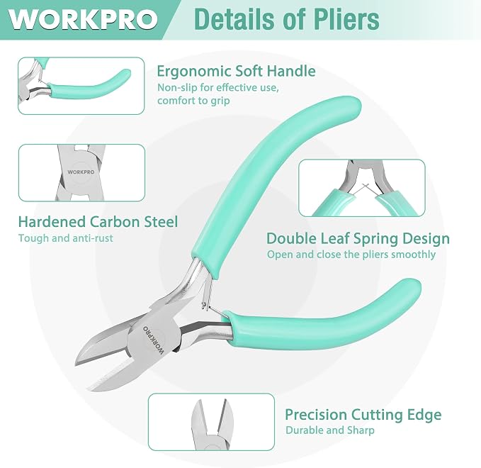 WORKPRO Jewelry Pliers Set, 3 Pack Jewelry Making Tool Kit Includes Mini Needle - Image 3
