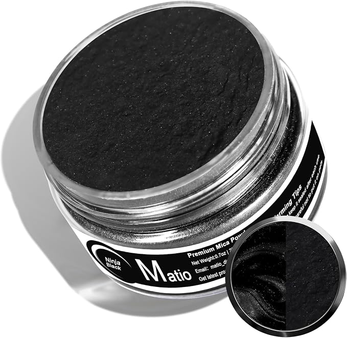 Matio Black Mica Powder, 0.7oz/20g Premium Mica Pigment Powder Natural Epoxy by Matio