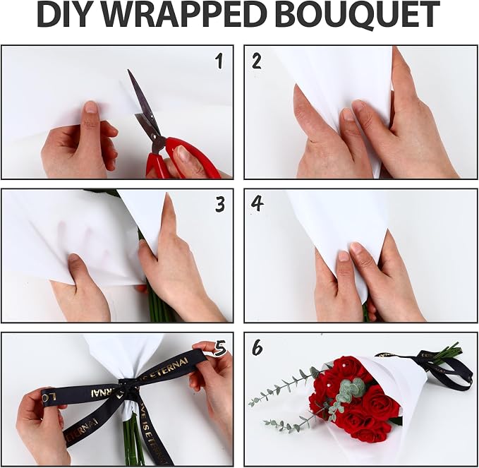 FUHITIM 20 Sheets Flower Wrapping Paper -Waterproof Floral Bouquet Wrapping - Image 5