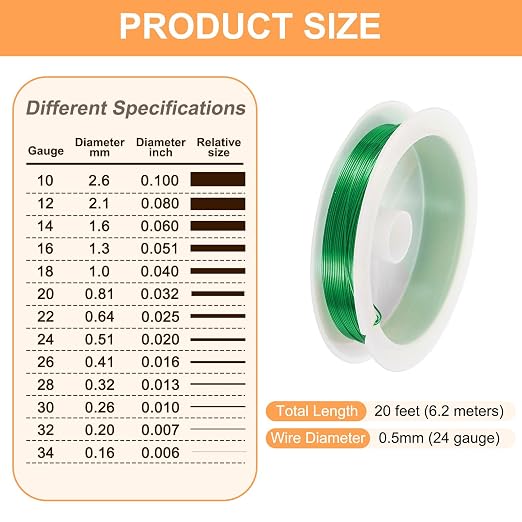 HARFINGTON 20ft Jewelry Wire, 24 Gauge Brass Craft Soft Metal Tarnish Resistant - Image 2