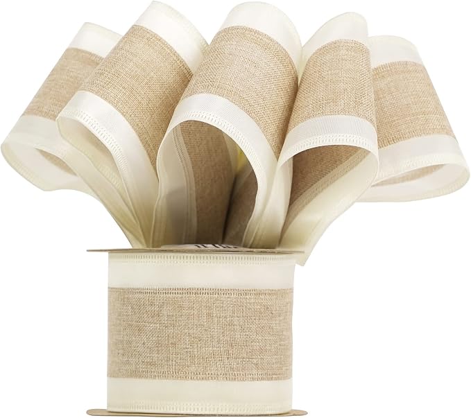 MEEDEE Burlap Wired Ribbon - Image 6