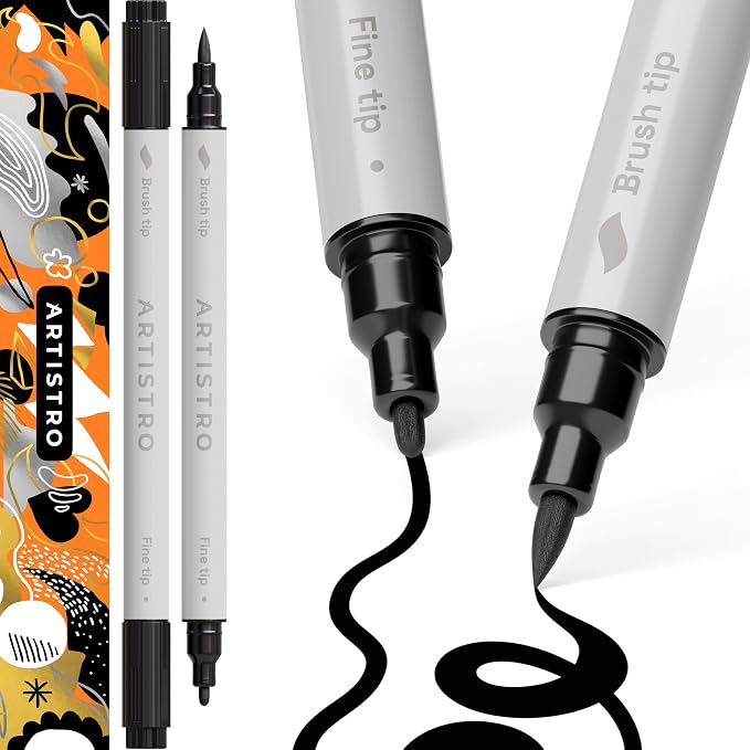 ARTISTRO 2 Black Dual-Tip Acrylic Paint Pens by ARTISTRO