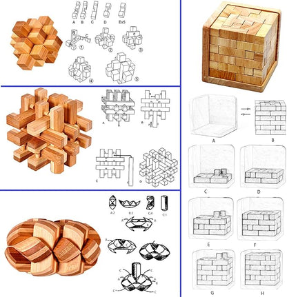 18 Pack Wooden Brain Teaser Puzzles Stress Relief Toys Wooden Burr Puzzles - Image 5