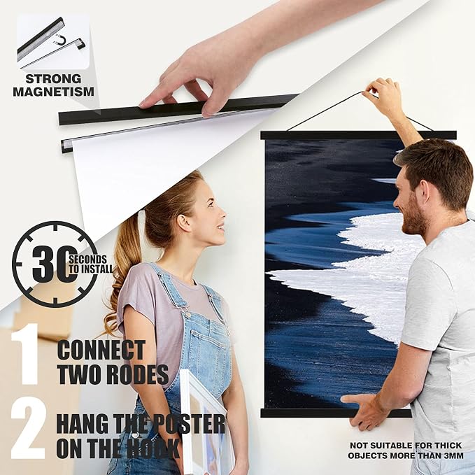 Ywlake Magnetic Poster Hanger, 33x24 33x23 33x50 Poster Frame Wood Wooden - Image 4