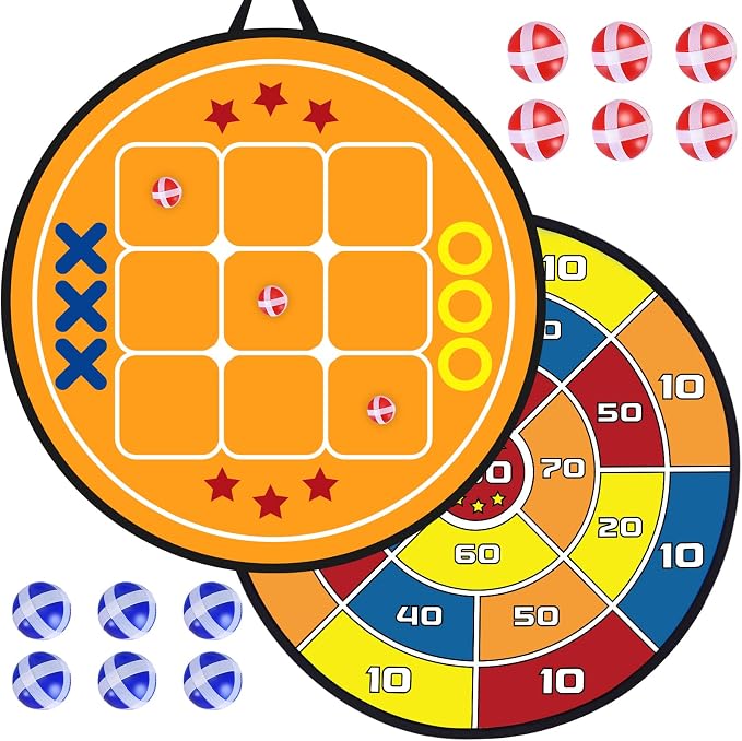 3-in-1 Dart Board for Kids and Adults, Sticky Tic Tac Toe Dart Game for Indoor by Finditop