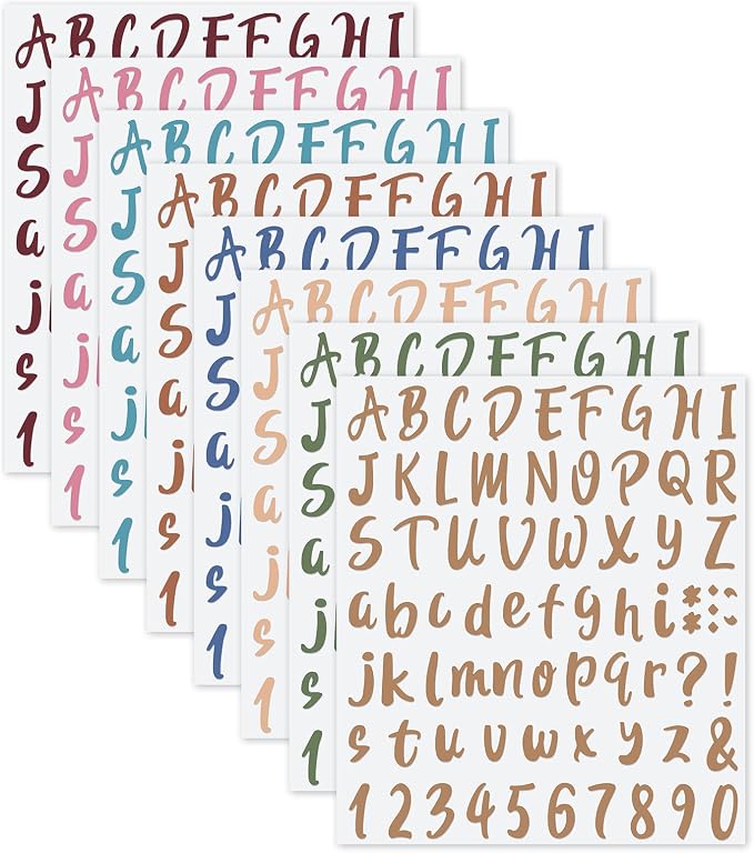 Outus 576 Pieces 8 Sheets Letters Stickers Self Adhesive Vinyl Letter Alphabet by Outus