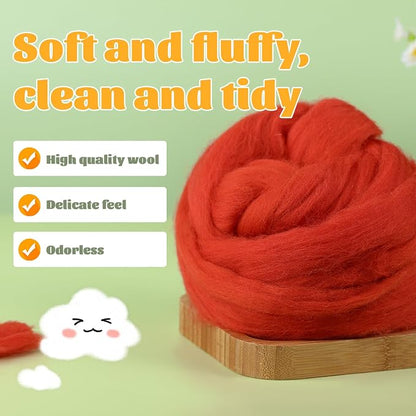 3.53oz Wool Roving Yarn, Fiber Roving Wool Top, Needle Felting Supplies - Image 3