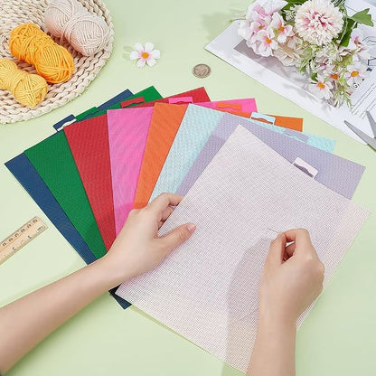 BENECREAT 8 Pcs 14 Count Plastic Canvas Sheets, 8 Colors Plastic Mesh Sheets - Image 3