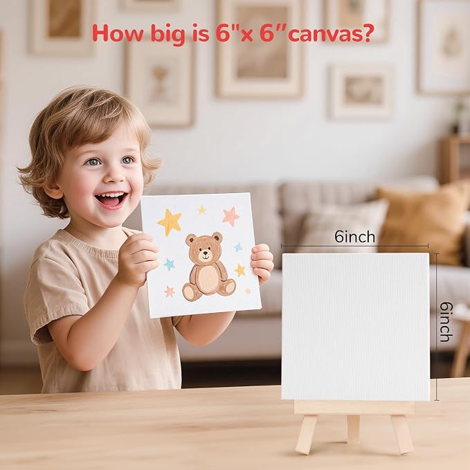 6x6inch Small Canvases for Painting, 20 Pack Mini Canvas Boards Primed Acid - Image 2