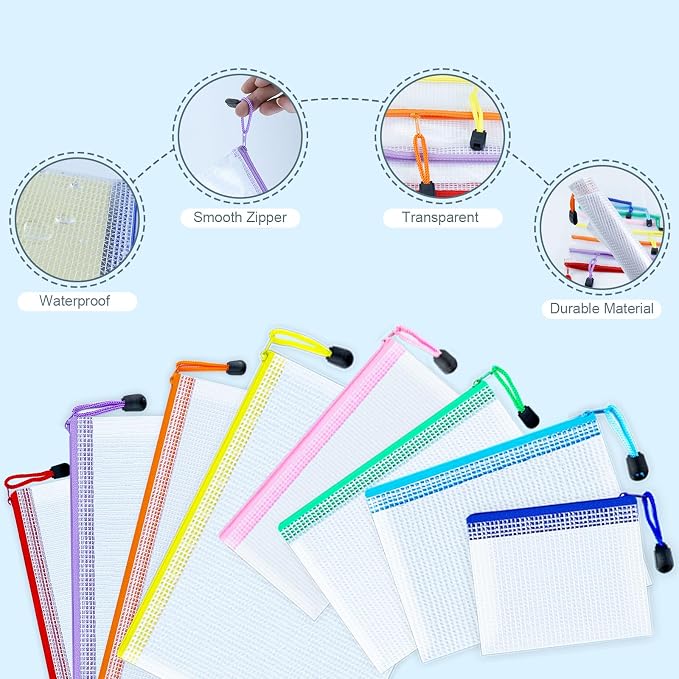 32pcs Mesh Zipper Pouch Bags, 8 Sizes, 8 Colors Zipper Pouches - Image 4