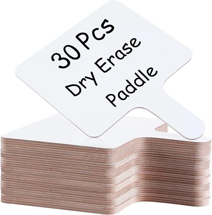 30 Pcs Dry Erase Answer Paddle 7 x 9 Inch Handheld Wooden White Board Double by zzhxkjhky