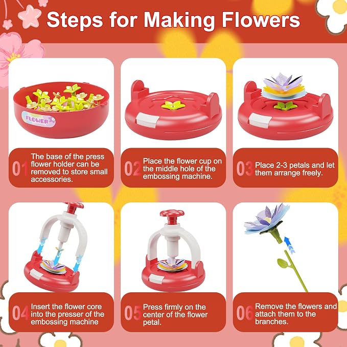 EALRIDV Fabric Flower Bouquets Toys, DIY Flower Press Kit, Creative Floral - Image 4