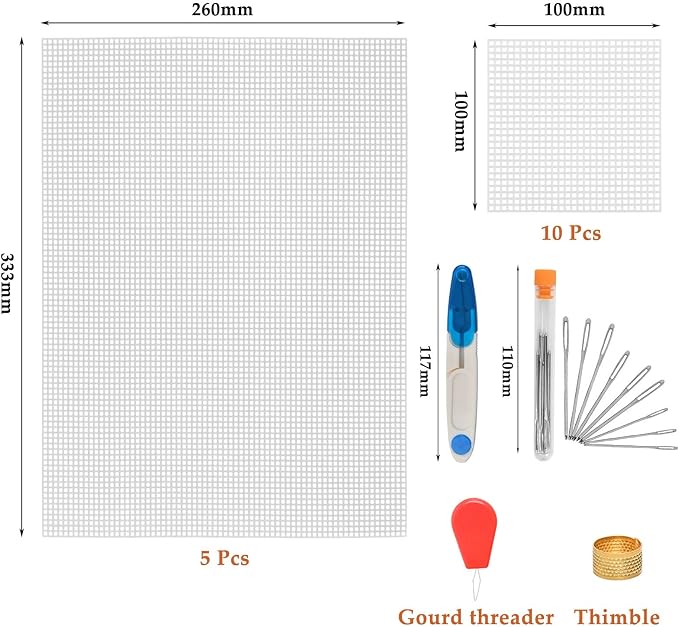 BUYGOO 39Pcs Mesh Plastic Canvas Sheets Kit Including 15 Pieces Clear Plastic - Image 2