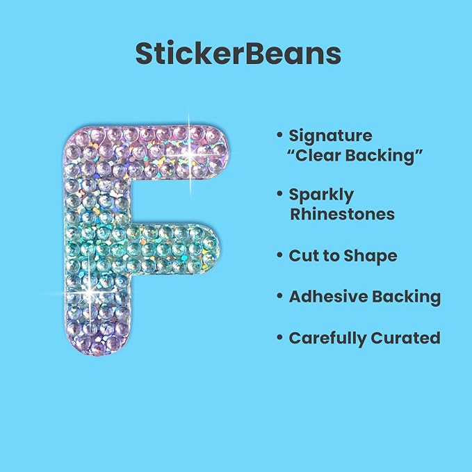 StickerBeans® Rhinestone Alphabet Letter Sticker F - Image 2