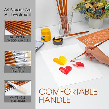 DUGATO 10pc Flat Hog Bristle Paint Brush Set - Image 4