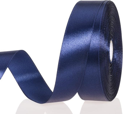 1 Inch Navy Solid Satin Ribbon, 50 Yards Craft Fabric Ribbon by YASEO