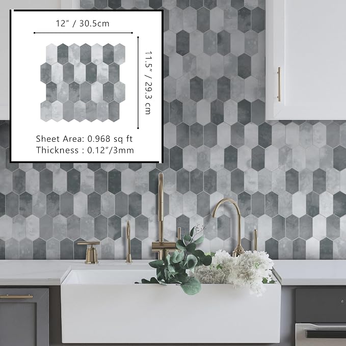 The Tiles Plaza 10-Sheet Peel and Stick Backsplash, Stone Composite Stick On - Image 2