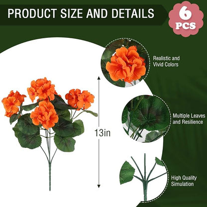 Hananona 6 Pcs Artificial Geranium Flowers - Image 3