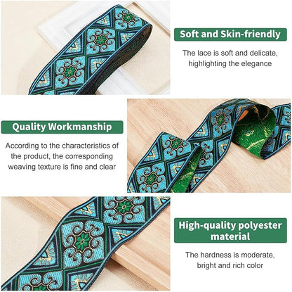 PH PandaHall 7 Yards Jacquard Ribbon Trim 2 Inch Boho Embroidered Woven Lace - Image 5