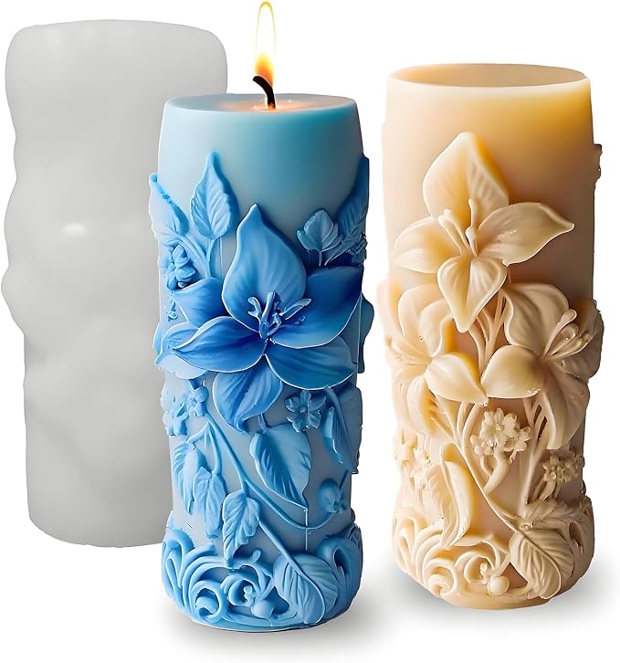 Elegant Lily Embossed Candle Molds by JAPLEED