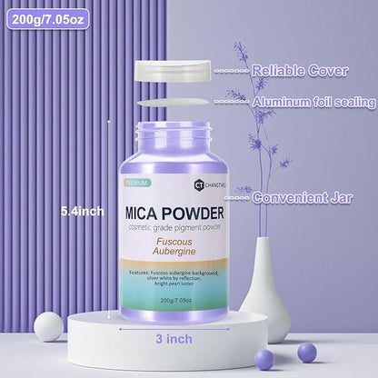 Mica Powder, 7.05OZ（200g）, Fuscous Aubergine Mica Powder Pigment - Image 3
