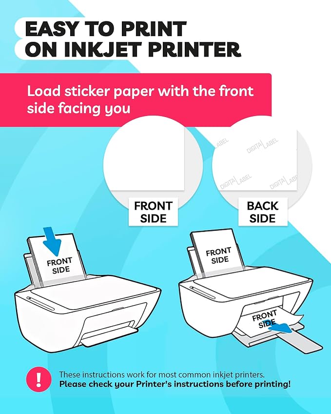 Sticker Paper for Inkjet Printer -, 8.5 x 11" Letter Size, Matte Sticker Paper - Image 4