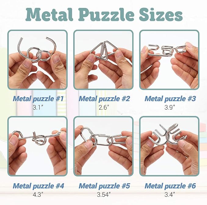 LESONG Brain Teasers Metal and Wooden Puzzles - Image 3