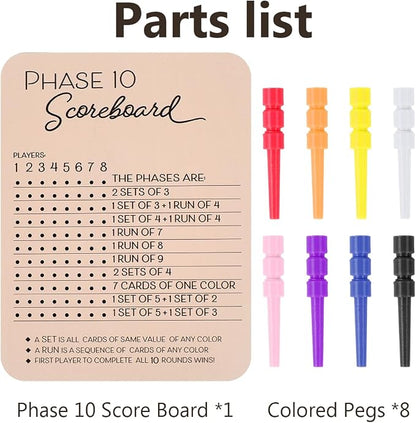Phase 10 Score Board, Wooden Phase 10 Scoreboard, Phase 10 Score Sheets - Image 6