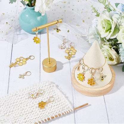 SUNNYCLUE 1 Box 12Pcs Bee Charms Knitting Stitch Markers Cute Removable Clip on - Image 4