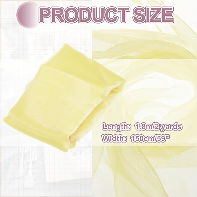 MECCANIXITY Iridescent Sheer Organza Fabric, 2 Yards x 59 Inches Solid - Image 2