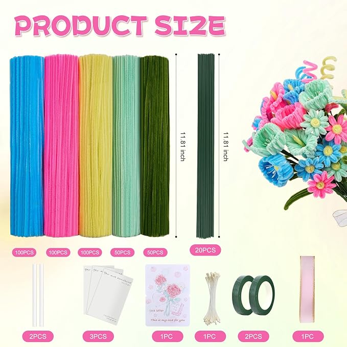 5 Mixed Macaron Colors Chenille Stems Bulk, Gardening Tape, Greeting Card - Image 6