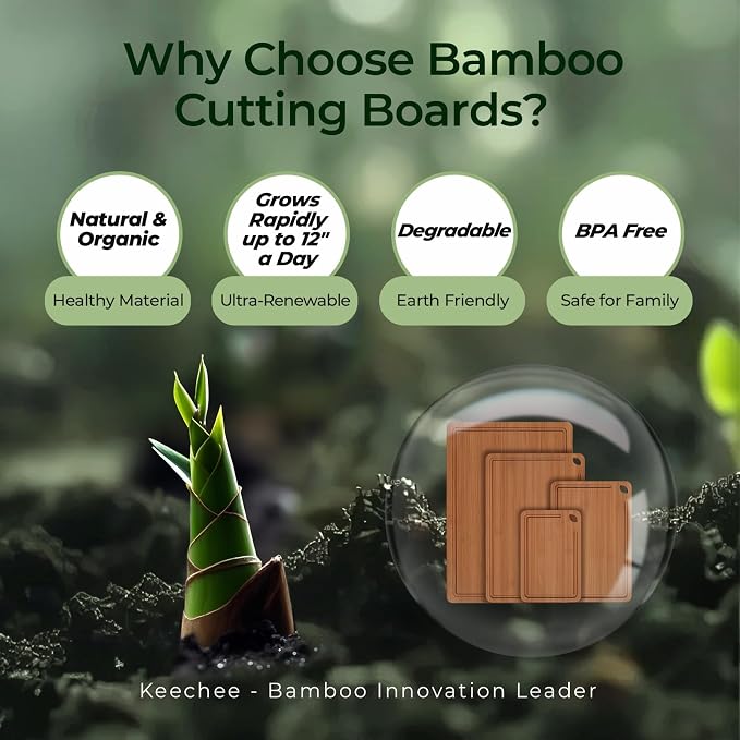Wood Cutting Board, Carbonized Bamboo Cutting Boards Set - Image 7