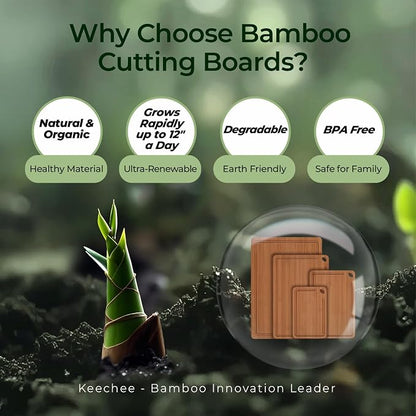 Wood Cutting Board, Carbonized Bamboo Cutting Boards Set - Image 7