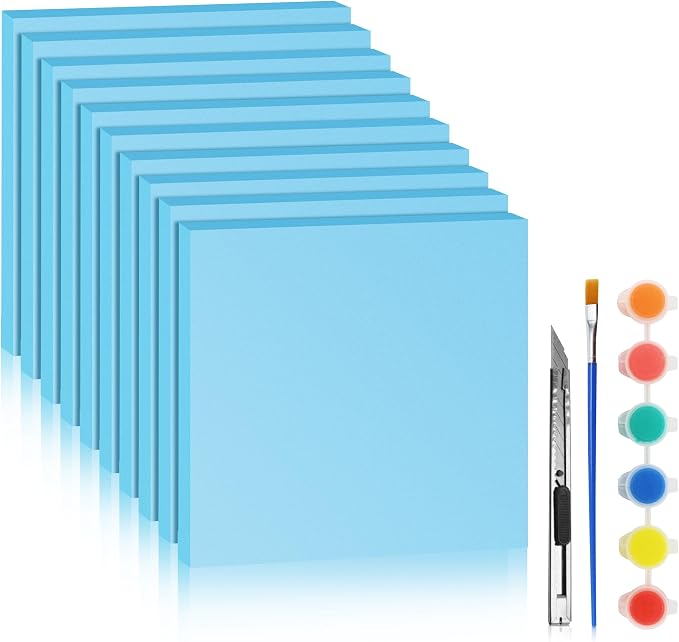 LuckyFoam Blue 10 Pack 12x12x0.79 inch Foam Sheets 0.79 Inch Thick Polystyrene by LuckyFoam