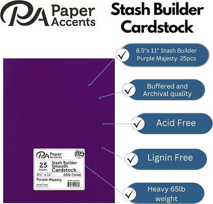 PA Paper Accents Stash Builder Cardstock 8.5" x 11" Purple Majesty, 65lb - Image 2