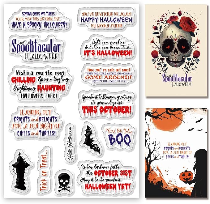 Halloween Words Clear Stamps for Card Making anding Halloween Alphabet Skulls by BEUNITONE